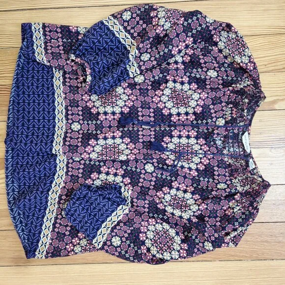 Anthropologie Tylho Tribal Festival Rayon Boho Peasant Blouse Artisan S - Picture 3 of 10